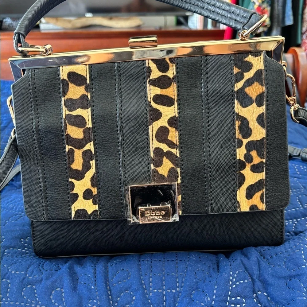 Dune London Leopard Print hand bag with Structured Design